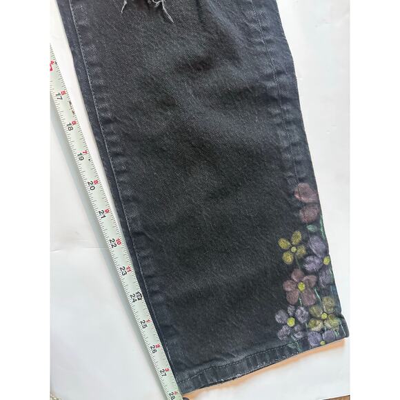 Free People Bren High Rise Cuffed Distressed Boyfriend Jeans 27 HAND PAINTED - Picture 14 of 16